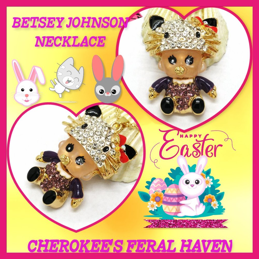 Betsey Johnson Purple Cat/Ears Necklace